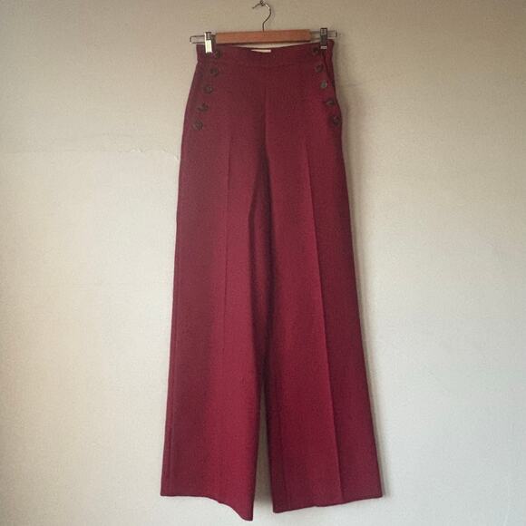 Sezane Chelsea Marino Burgundy Suit - Jacket and Pants Size 2 or FR 34 - Picture 13 of 16